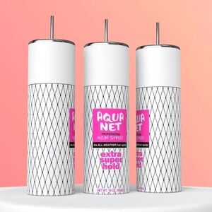It’s a Tumbler! Aqua Net 80s 20 Ounce Stainless Steel Skinny Tumbler w Straw Lid